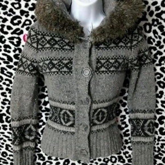 Heritage juniors  faux fur hooded cardigan xs - Picture 1 of 6